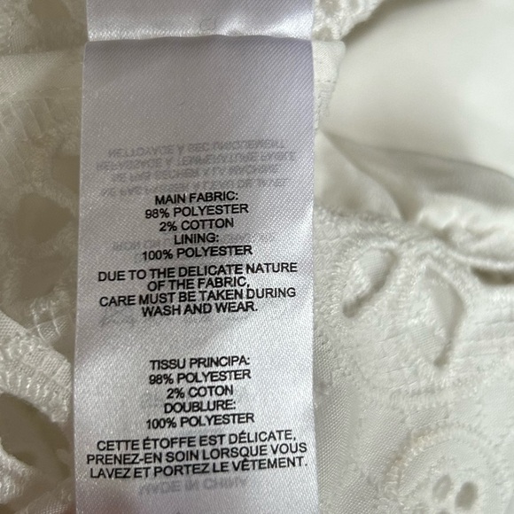 SELF-PORTRAIT White Asymmetric Floral Embroidered Eyelet Broderie Top Sz 0 - Picture 15 of 16